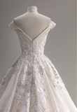 Vintage Lace Off-the-shoulder Chic Grid Floral A-line Wedding Dress HZ1022