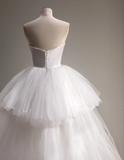 Bowknot tube top design multi-layer irregular tulle flowing wedding dress HZ1022