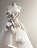 Elegant Satin Magnolia Tulle Splicing Fairy Floor-Length Wedding Dress HZ1022