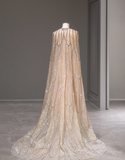 Starry Champagne Sequined Cape Fairy Wedding Dress HZ1022