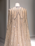 Starry Champagne Sequined Cape Fairy Wedding Dress HZ1022