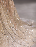 Starry Champagne Sequined Cape Fairy Wedding Dress HZ1022
