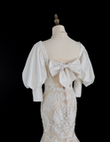 French retro palace white beaded lace princess dreamy floor-length wedding dress HZ1022