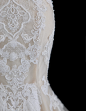 French retro palace white beaded lace princess dreamy floor-length wedding dress HZ1022