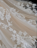 French retro palace white beaded lace princess dreamy floor-length wedding dress HZ1022
