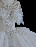 French Palace Lace Beaded Princess Floor-Length Wedding Dress HZ1022