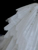 French Palace Lace Beaded Princess Floor-Length Wedding Dress HZ1022