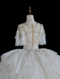 French Palace Lace Beaded Princess Floor-Length Wedding Dress HZ1022