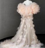 Elegant Champagne Pink Sequined Luxury Mermaid Wedding Dress HZ1022