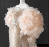 Elegant Champagne Pink Sequined Luxury Mermaid Wedding Dress HZ1022