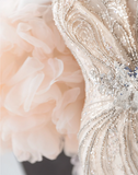 Elegant Champagne Pink Sequined Luxury Mermaid Wedding Dress HZ1022