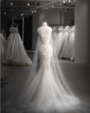 Shiny Mermaid Slim Tulle Sleeve Lace Wedding Dress HZ1022
