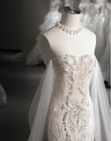 Shiny Mermaid Slim Tulle Sleeve Lace Wedding Dress HZ1022