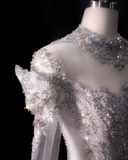 Gorgeous design purple crystal beaded princess fluffy floor-length wedding dress HZ1022