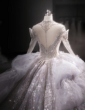 Gorgeous design purple crystal beaded princess fluffy floor-length wedding dress HZ1022