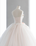 Cute Barbie light pink lace tulle waist bow A-line wedding dress HZ1022