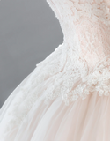 Cute Barbie light pink lace tulle waist bow A-line wedding dress HZ1022