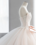 Cute Barbie light pink lace tulle waist bow A-line wedding dress HZ1022