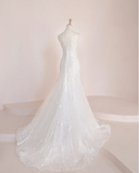 Elegant Temperament Strapless Mermaid Slim Fit Sequin Beaded White Wedding Dress HZ1022