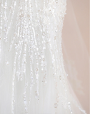 Elegant Temperament Strapless Mermaid Slim Fit Sequin Beaded White Wedding Dress HZ1022