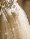 Gold Glitter Strapless Sequined A-Line Tulle Floor-Length Wedding Dress HZ1022