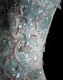 Elegant Blue Sequin Beaded Mermaid Fitted Wedding Dress HZ1022