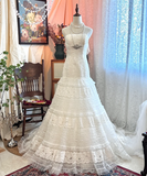 Retro tube top lace cake fishtail wedding dress with small train HZ1022