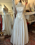 Vintage Strapless Heavy Beaded Cream Floor-Length Wedding Dress HZ1022