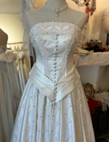 Vintage Strapless Heavy Beaded Cream Floor-Length Wedding Dress HZ1022