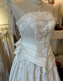 Vintage Strapless Heavy Beaded Cream Floor-Length Wedding Dress HZ1022