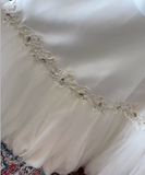 Vintage White Tube Top Embroidered Cloud Tulle Floor-Length Wedding Dress HZ1022