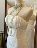 French Retro Strapless Lace Mermaid Wedding Dress HZ1022