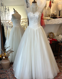 Elegant and simple sweetheart neckline satin tulle splicing back tie floor-length wedding dress HZ1022