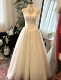 Elegant and simple sweetheart neckline satin tulle splicing back tie floor-length wedding dress HZ1022