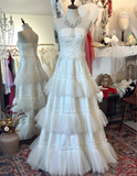 Retro Strapless Cake Skirt Layered Floor-Length Wedding Dress HZ1022