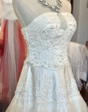 Retro Strapless Cake Skirt Layered Floor-Length Wedding Dress HZ1022