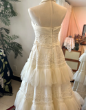 Retro Strapless Cake Skirt Layered Floor-Length Wedding Dress HZ1022