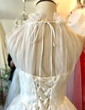 Elegant Halter Neck Floral Tulle A-Line Floor-Length Wedding Dress HZ1022