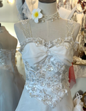 Elegant Camellia White Strap Sequined Floor-Length Wedding Dress HZ1022