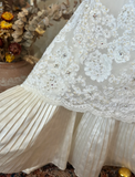 Design vase neck waist satin pleated beaded lace fishtail floor-length wedding dress HZ1022
