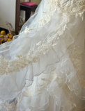 Gentle retro vintage sling ruffled wedding dress HZ1022