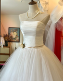 Princess Alice White Strapless Layered Tulle Puffy Floor-Length Wedding Dress HZ1022