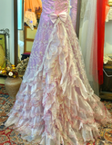 Vintage Purple Strapless Floral Ruffles Floor-Length Wedding Dress HZ1022