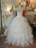 Elegant White Sweetheart Neck Layered Tulle Cake Princess Floor-Length Wedding Dress HZ1022