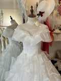 Princess One Shoulder Bag Shoulder A-Line Tulle Floor-Length Wedding Dress HZ1022