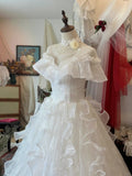 Princess One Shoulder Bag Shoulder A-Line Tulle Floor-Length Wedding Dress HZ1022