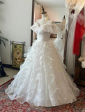 Princess One Shoulder Bag Shoulder A-Line Tulle Floor-Length Wedding Dress HZ1022