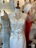 Vintage Thick Satin Embroidered Mermaid Sweetheart Neckline Wedding Dress HZ1022