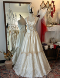 Special pink halter neck vintage satin and lace floor-length wedding dress HZ1022