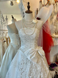 Princess Strapless Thick Satin Bowknot Hollow Design Back Tie Floor Length Wedding Dress HZ1022